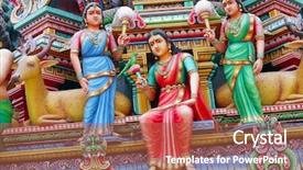  Presentation with hinduism - Amazing PPT layouts having close up hindu goddess - hinduism statues backdrop and a red colored foreground