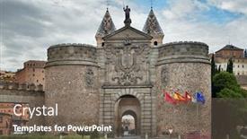  Presentation with historical buildings - Cool new presentation theme with hinge-door-in-toledo-town backdrop and a gray colored foreground
