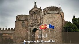  Presentation with historical buildings - PPT layouts featuring hinge-door-in-toledo-town background and a tawny brown colored foreground