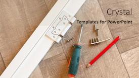  Presentation with frame - Cool new PPT theme with hinge-on-the-white-door backdrop and a coral colored foreground