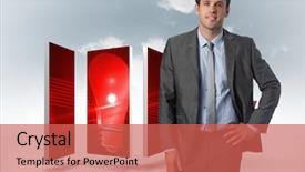  Presentation with hip - Amazing slide deck having hip against red spiral arrow backdrop and a red colored foreground