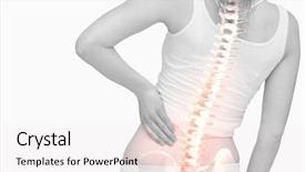  Presentation with back pain - Beautiful presentation theme featuring painful hip - digital composite of highlighted spine backdrop and a white colored foreground