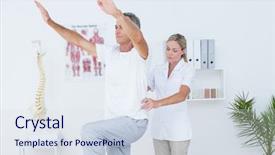  Presentation with doctor office - Presentation theme with muscle movement - doctor examining her patient back background and a sky blue colored foreground