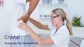  Presentation with doctor and patient medical consultation - Audience pleasing presentation design consisting of doctor examining her patient back backdrop and a lemonade colored foreground