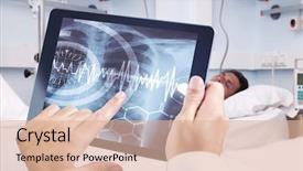  Presentation with medical procedure simulation using plasma - Colorful PPT theme enhanced with using tablet pc against medical backdrop and a lemonade colored foreground