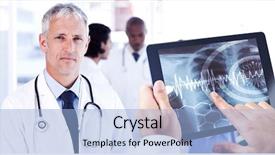  Presentation with man relaxing on massage table - Theme having skelethon healthcare - man using tablet pc background and a light blue colored foreground