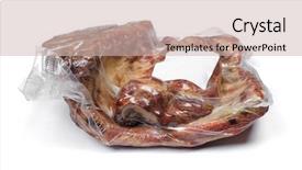  Presentation with smoked meat and cured meat - PPT theme featuring scapula - vacuum packed smoked pork ribs background and a soft green colored foreground