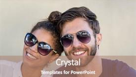  Presentation with hip - Beautiful PPT theme featuring hip couple with sunglasses smiling at the camera backdrop and a coral colored foreground