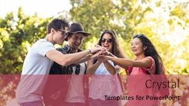  Presentation with hip - Cool new slides with hip friends cheering up in the streets backdrop and a red colored foreground