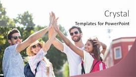  Presentation with hip - Audience pleasing theme consisting of hip friends doing high-five in the city backdrop and a white colored foreground