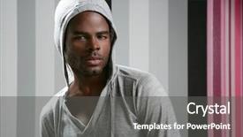  Presentation with african american - PPT theme having hip hop black culture - african american man with gray background and a dark gray colored foreground