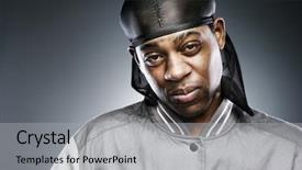  Presentation with african american culture - Presentation design enhanced with hip hop black culture - african american rapper posing background and a light gray colored foreground
