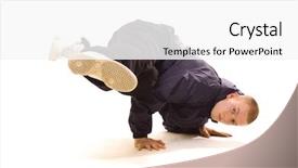  Presentation with black culture - Audience pleasing PPT theme consisting of hip hop black culture - breakdancer in dark clothes posing backdrop and a  colored foreground