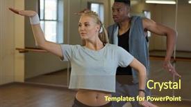  Presentation with black culture - Cool new slide deck with hip hop black culture - female dancer with friend rehearsing backdrop and a  colored foreground