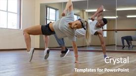  Presentation with mirror dance moves - PPT theme enhanced with hip hop black culture - full length of dancers practicing background and a gray colored foreground