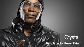  Presentation with african culture - Audience pleasing presentation theme consisting of hip hop black culture - funky african american man backdrop and a dark gray colored foreground