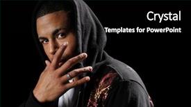  Presentation with african american culture - Colorful PPT theme enhanced with hip hop black culture - young african american man backdrop and a black colored foreground