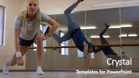  Presentation with wooden floor and gold frame - Colorful PPT layouts enhanced with hip hop black culture - young dancers practicing on wooden backdrop and a  colored foreground