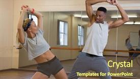  Presentation with mirror dance moves - PPT theme consisting of hip hop black culture - young friends rehearsing dance background and a  colored foreground