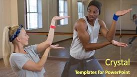  Presentation with dance - Colorful PPT theme enhanced with hip hop black culture - young friends rehearsing dance backdrop and a  colored foreground