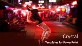  Presentation with hip hop - Cool new PPT theme with hip-hop-dance-party-young backdrop and a tawny brown colored foreground