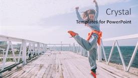  Presentation with hip hop dancing - Amazing PPT theme having hip-hop-dancer-in-fashion backdrop and a sky blue colored foreground