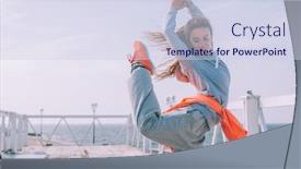  Presentation with hip hop dancing - Beautiful slide deck featuring hip-hop-dancer-in-fashion backdrop and a sky blue colored foreground