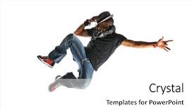  Presentation with hip hop - PPT theme with hip hop dancer jumping wearing background and a white colored foreground