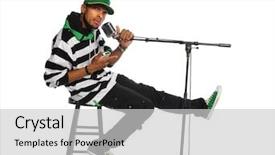  Presentation with african american christianity - Beautiful PPT layouts featuring hip hop rap - african american man singing backdrop and a light gray colored foreground
