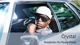  Presentation with old car - Presentation theme enhanced with hip hop rap - cool african man in old background and a light blue colored foreground