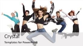  Presentation with concert symphony woman dancing in grass - Presentation design with hip hop rap - young modern dancing woman group background and a light gray colored foreground