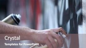  Presentation with graffiti - Cool new presentation theme with hip hop urban gangs - graffiti artist hands with paint backdrop and a gray colored foreground