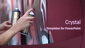  Presentation with graffiti - Theme consisting of hip hop urban gangs - graffiti artist hands with paint background and a tawny brown colored foreground