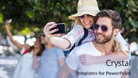  Presentation with hip - PPT theme enhanced with hip man giving piggy back background and a light blue colored foreground