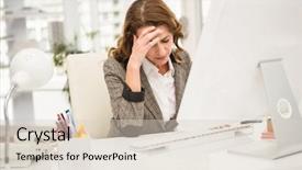  Presentation with overworked - Slide set with hip pain - overworked casual businesswoman working background and a lemonade colored foreground