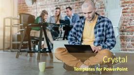  Presentation with coding - PPT theme with hip-worker-in-a-startup background and a coral colored foreground