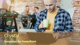  Presentation with coding - PPT theme consisting of hip-worker-in-a-startup background and a tawny brown colored foreground