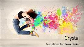  Presentation with ink splatter - Presentation featuring hiphop dance - happy teenager jumping with colorful background and a lemonade colored foreground