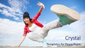  Presentation with movement - Beautiful theme featuring hiphop dance - sport dancing and urban culture backdrop and a sky blue colored foreground