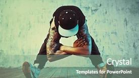  Presentation with break dance - Presentation theme enhanced with hiphop dance - young man break dancing background and a seafoam green colored foreground