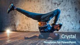 Presentation with break dance - Presentation theme enhanced with hiphop dance - young man break dancing background and a ocean colored foreground