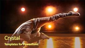  Presentation with club - Amazing PPT theme having hiphop dance - young man break dancing backdrop and a tawny brown colored foreground