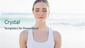  Presentation with little beach cala esmeralda cala - PPT theme featuring hipnosis - calm young woman sitting background and a  colored foreground