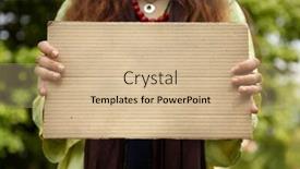  Presentation with hippie - Beautiful presentation theme featuring hippie girl with empty blank selective focus on center of photo backdrop and a coral colored foreground