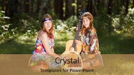  Presentation with hippie - PPT theme with close up of kiwi fruits over white background background and a soft green colored foreground