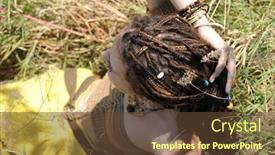  Presentation with hippie - PPT theme with hippie-woman-with-dreadlocks background and a tawny brown colored foreground