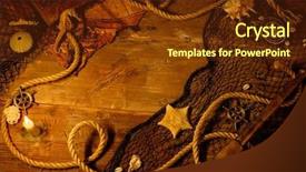  Presentation with sea - PPT theme consisting of hippocampus - sea concept on a wooden background and a tawny brown colored foreground
