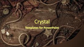  Presentation with wooden boat at sea edge - Presentation design with hippocampus - sea concept on a wooden background and a tawny brown colored foreground