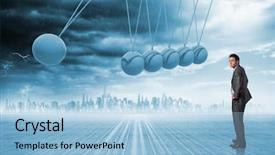  Presentation with newton cradle - PPT theme with hips against newtons cradle background and a light blue colored foreground