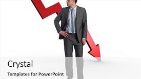  Presentation with hands down - PPT layouts enhanced with hips against red arrow pointing background and a white colored foreground